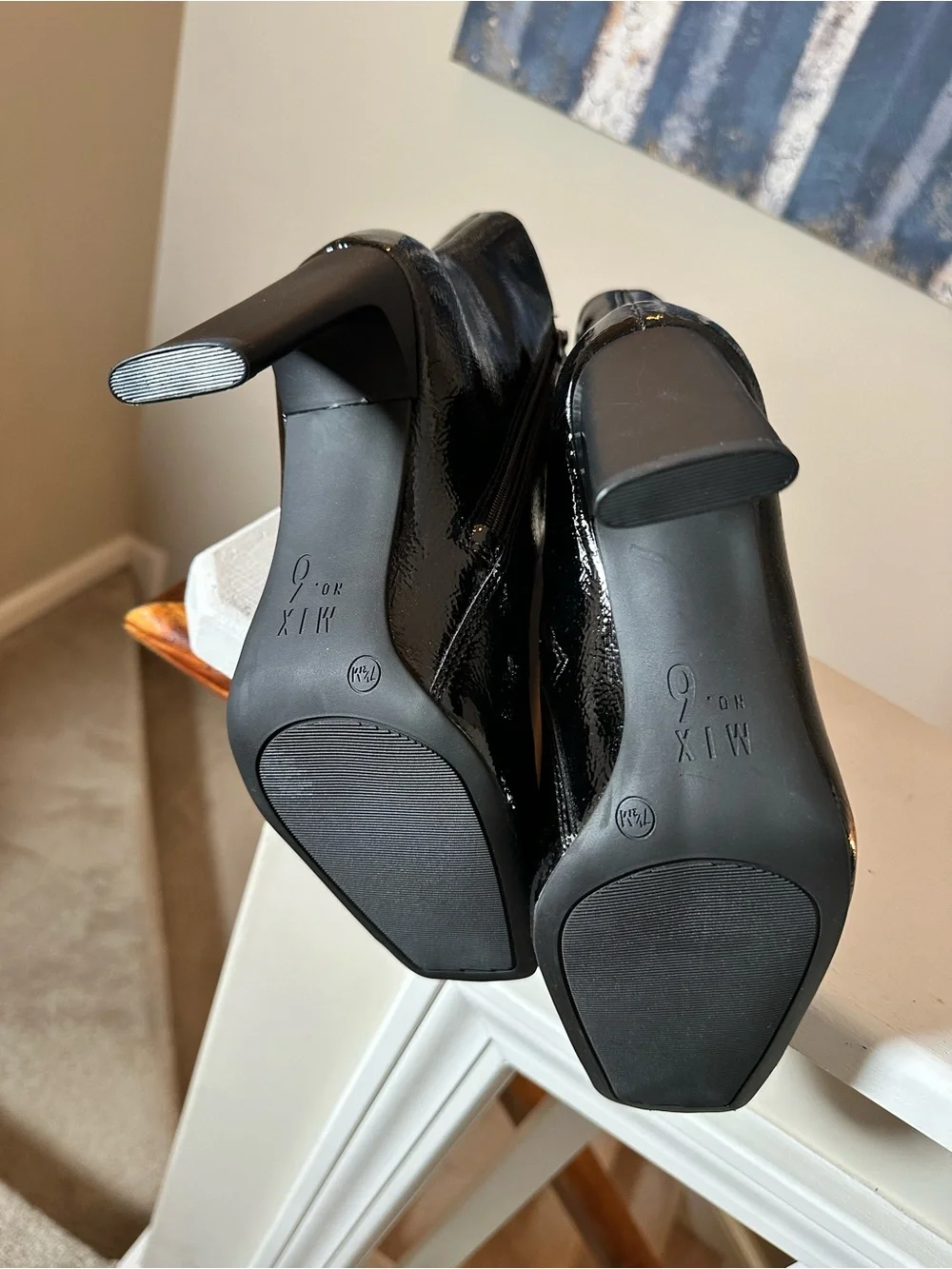 Mix No. 6 Black Patent Square Toe Ankle Booties